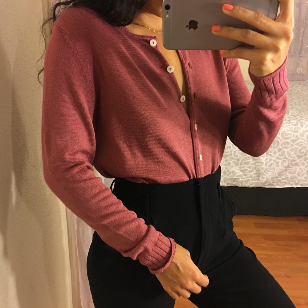 vintage rose silk blend cardi